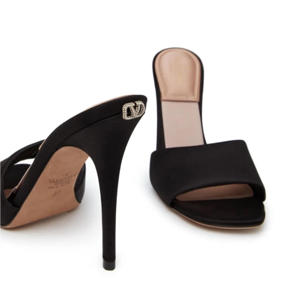 NEW Valentino Garavani Nite-Out Satin Slide Sandals